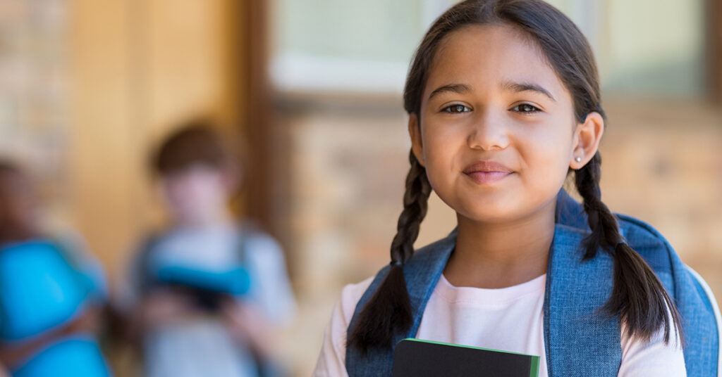 girl with backpack