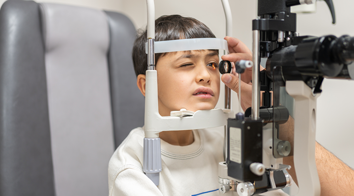 Child getting their vision checked.