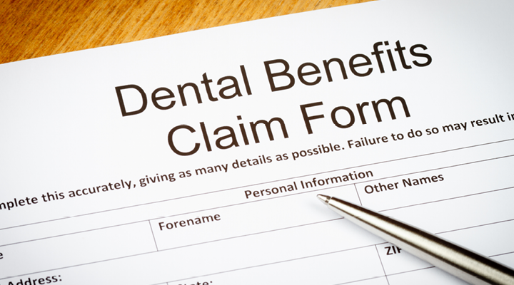 An image of a dental benefits insurance claim form.