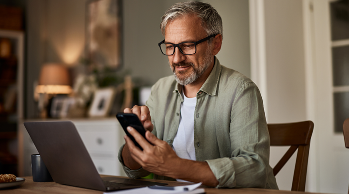 Man checking his Dental Insurance Benefits online.