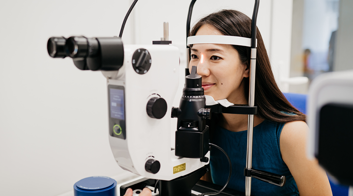 Patient getting an eye exam.